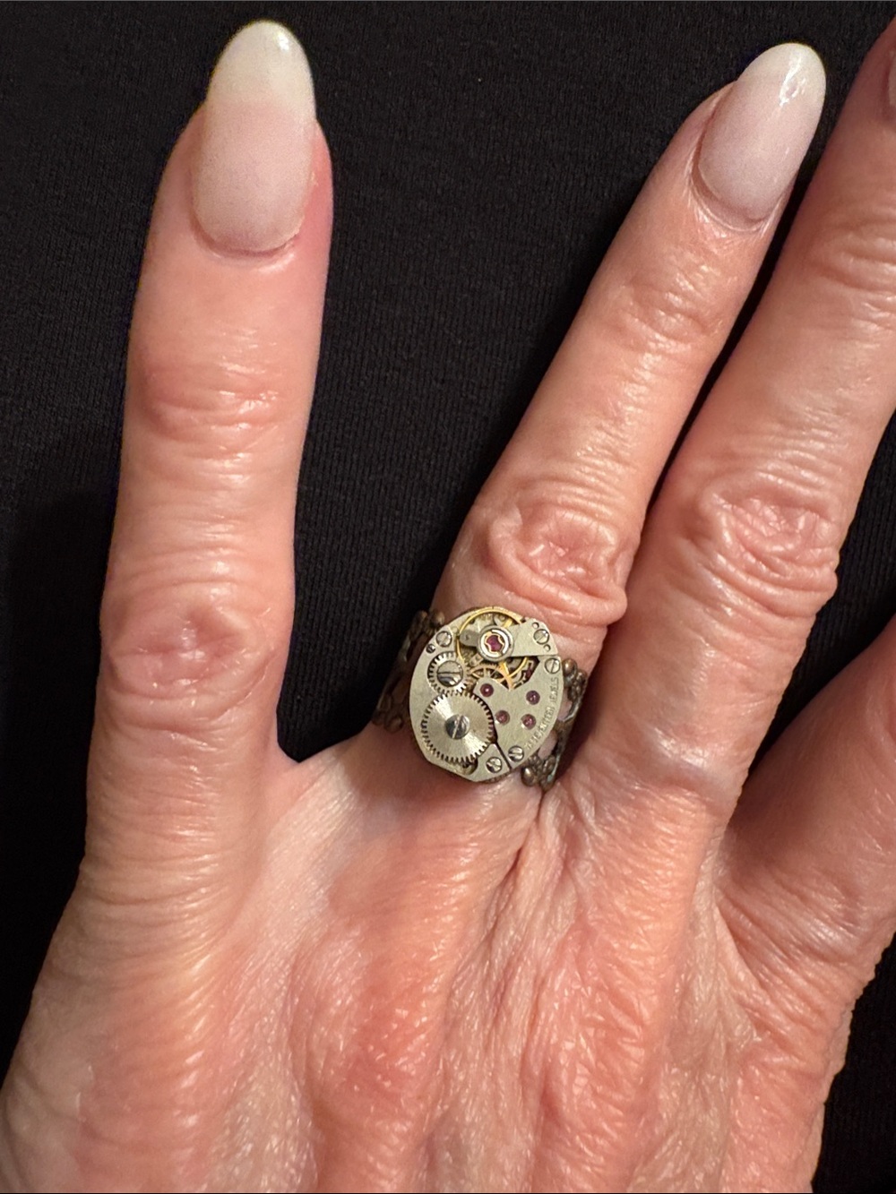 Adjustable Steampunk Watch Movement Statement Ring in Brass Tone
